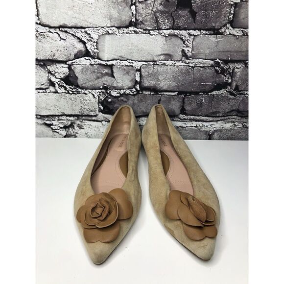 Taryn RoseFrida Beige Suede Rose Ballet Flats Shoes Sz Women’s Sz 8.5B US/38.5EU - Picture 4 of 16